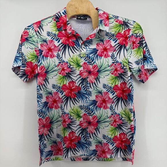 Greenside Golf Polo Shirt Mens Large Golf Hawiaan Floral Print Colorful - Picture 1 of 9